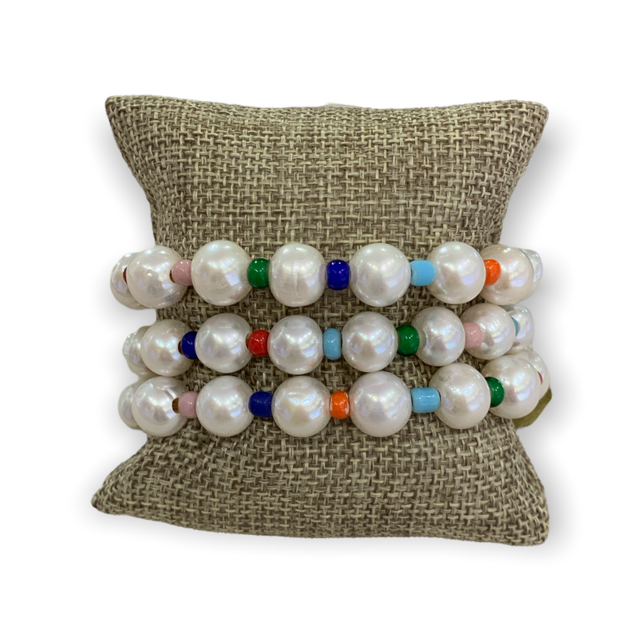 Bracelet | Freshwater Pearls w/ Colorful Beads
