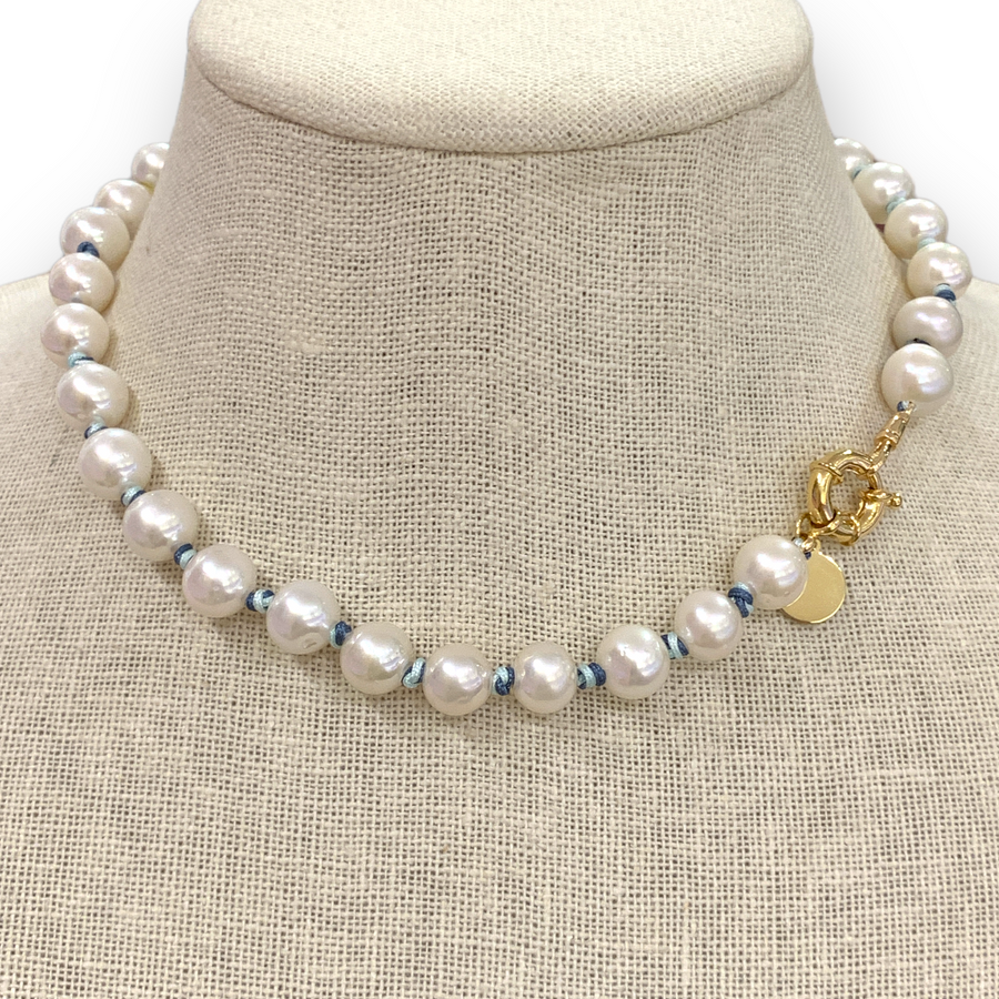 Choker | Round Freshwater Pearls on Chord | 16”
