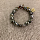 Bracelet | Tahitian Pearls w/ Silver Diamond Rondel
