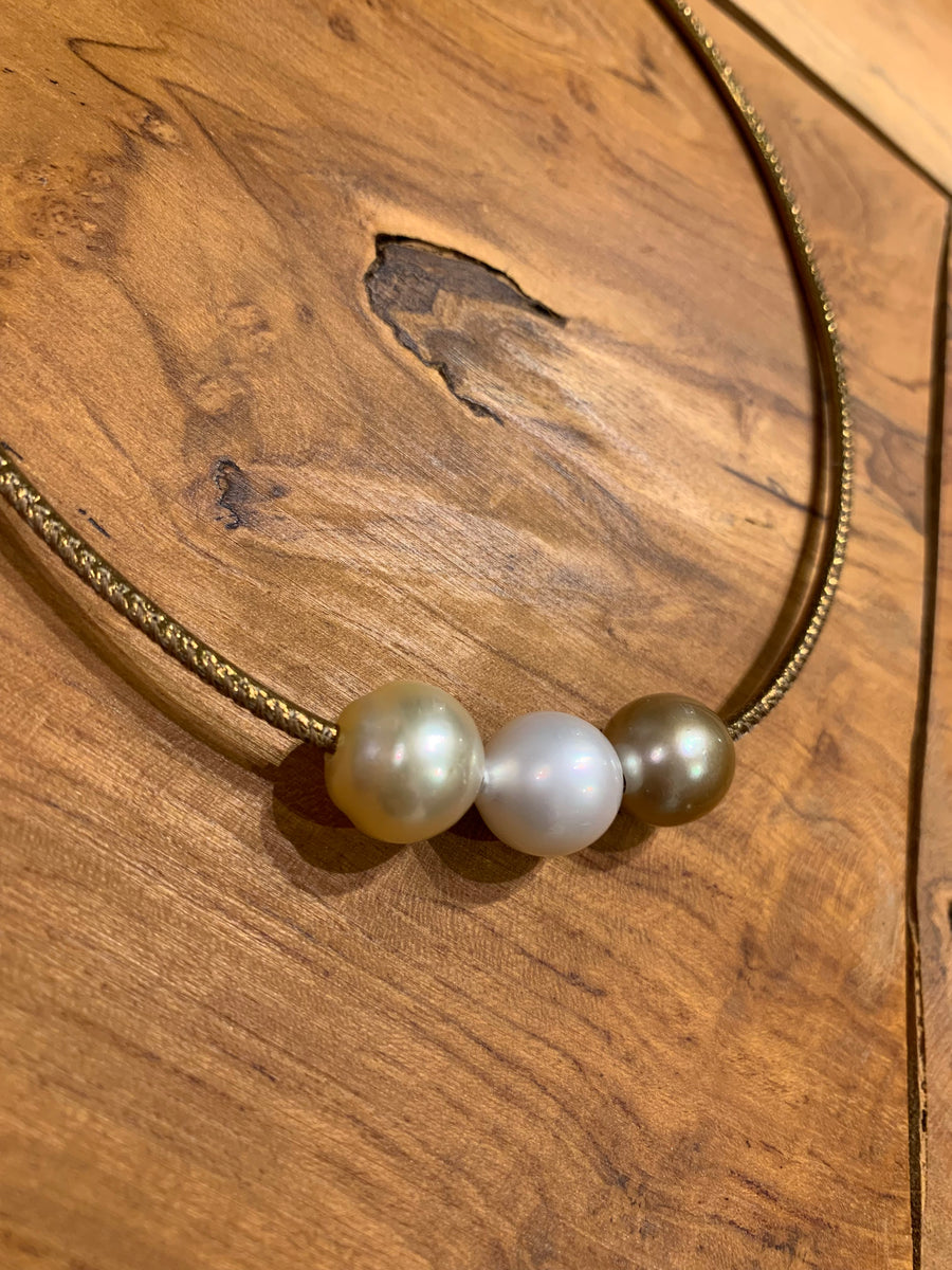 Choker | South Sea Pearls on Gold Leather