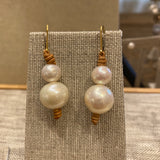 Earrings | Round Pearl Stack on Leather