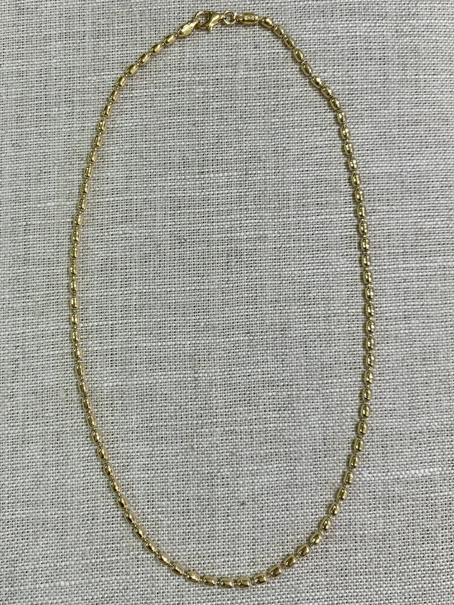 Mid-length - Gold Rice Bead Chain | 18