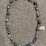 Choker | Tahitian Pearls with Quartz on Silk | 16"