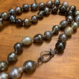 Necklace - Tahitian Pearls on Silk, Diamond