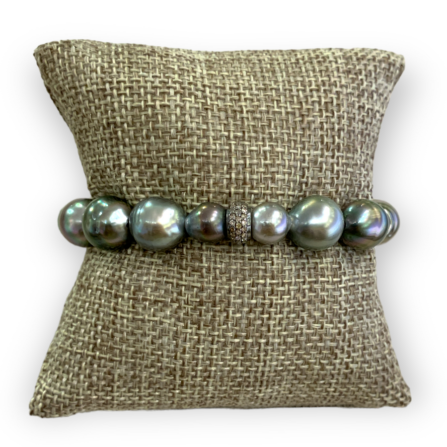 Bracelet | Tahitian Pearls w/ Silver Diamond Rondel