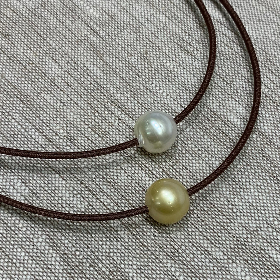 Choker | South Sea Pearl on Stitched Leather