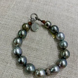Bracelet | Tahitian Pearls Silver Diamond Rondel & Clasp