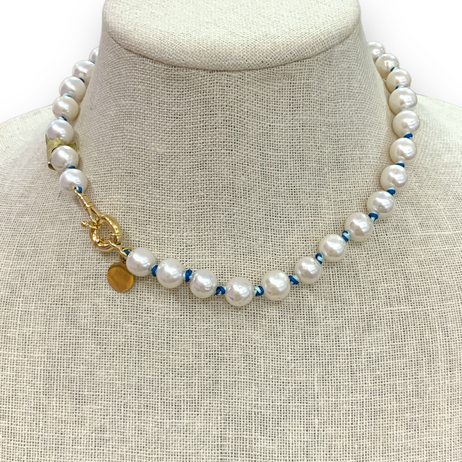 Choker | Round Freshwater Pearls on Chord | 16”
