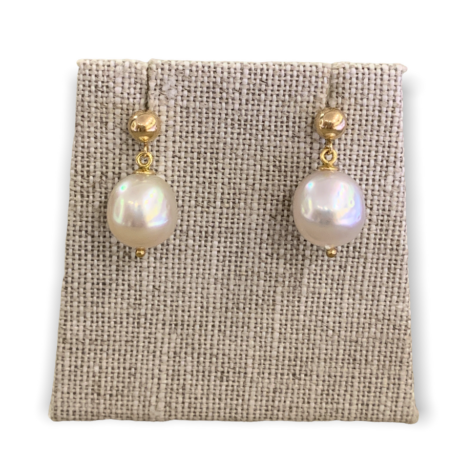Earrings | Tahitian or South Sea Pearls, 14K Gold Posts, Dangle