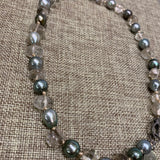 Choker | Tahitian Pearls with Quartz on Silk | 16"
