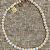 Choker | Freshwater Pearls w/ Flat Rondelles on Leather