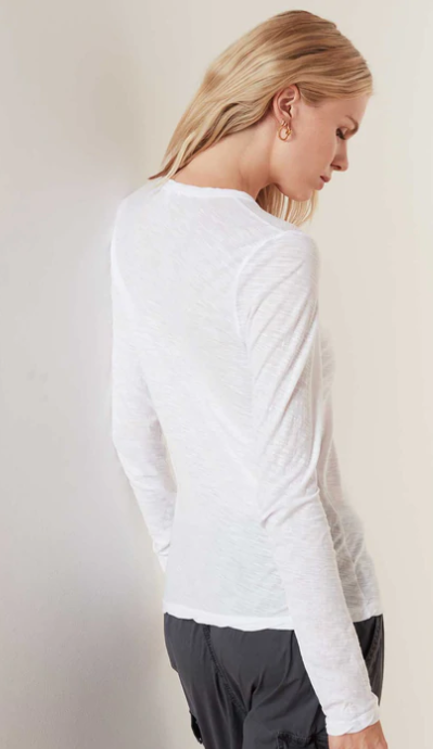 JP - Sheer Slub Crew Neck LS Tee | White